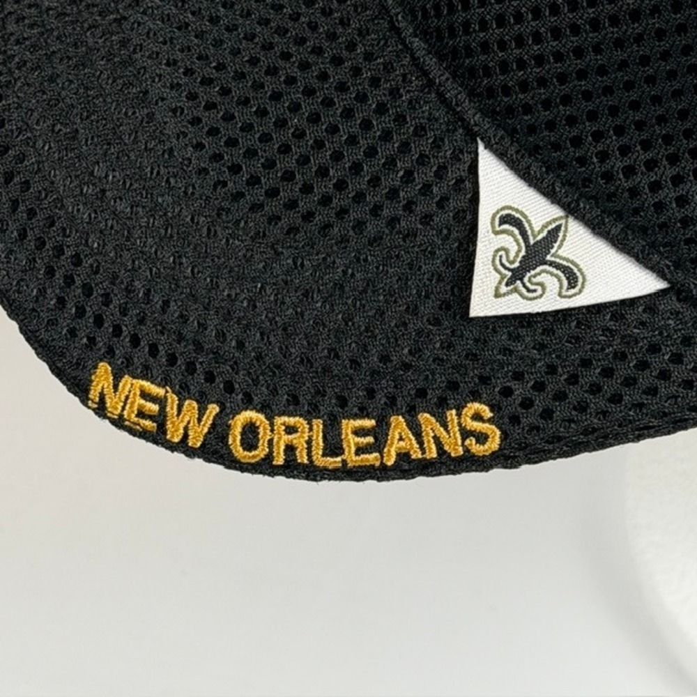 New Orleans Saints Mesh Baseball Cap Hat Black Gold Fleur De Lis Adjustable - Picture 3 of 8